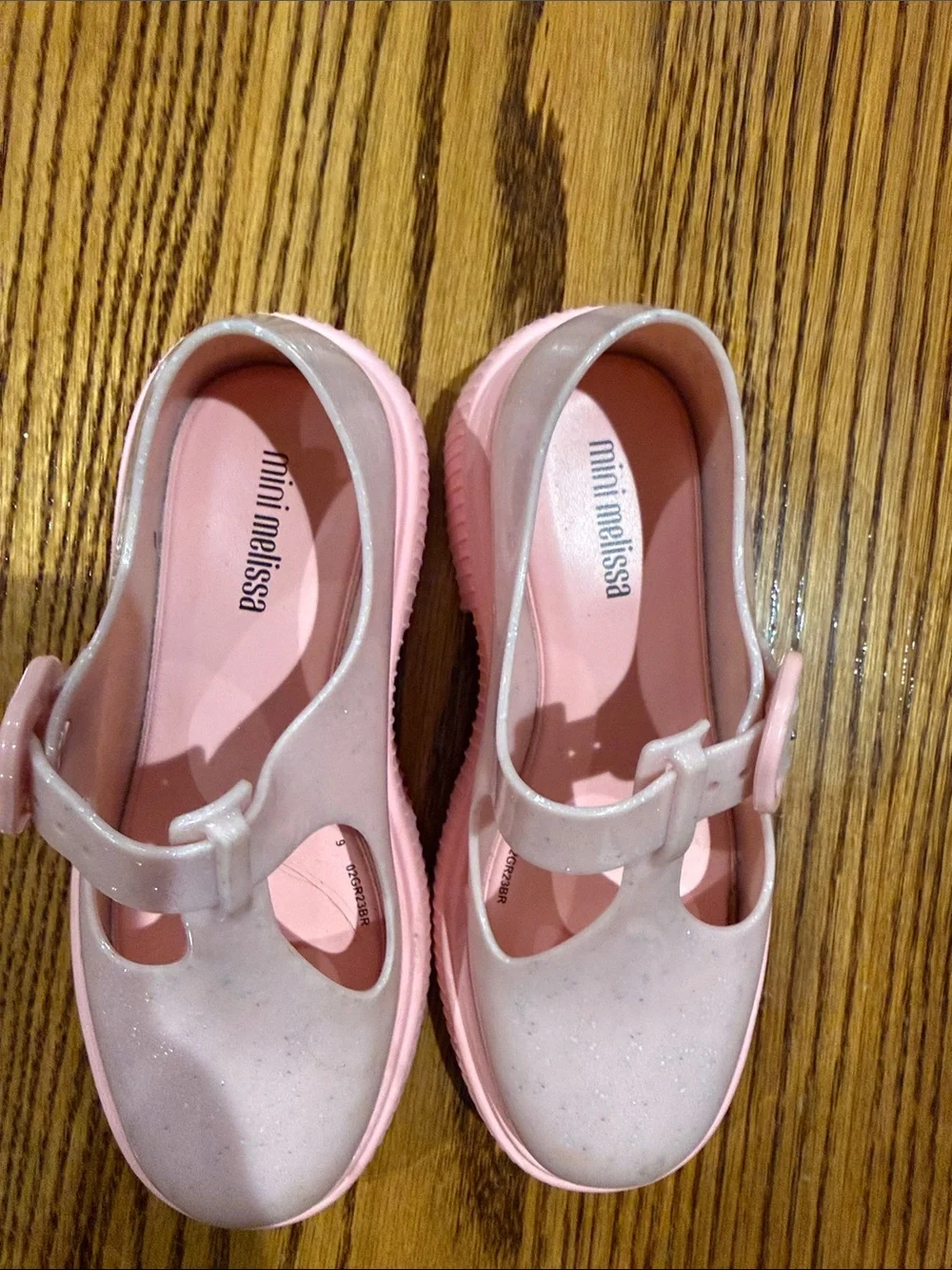 Mini Melissa Pink Glitter T-Strap Platform Mary Jane Shoes